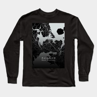 Auckland New Zealand City Map dark Long Sleeve T-Shirt